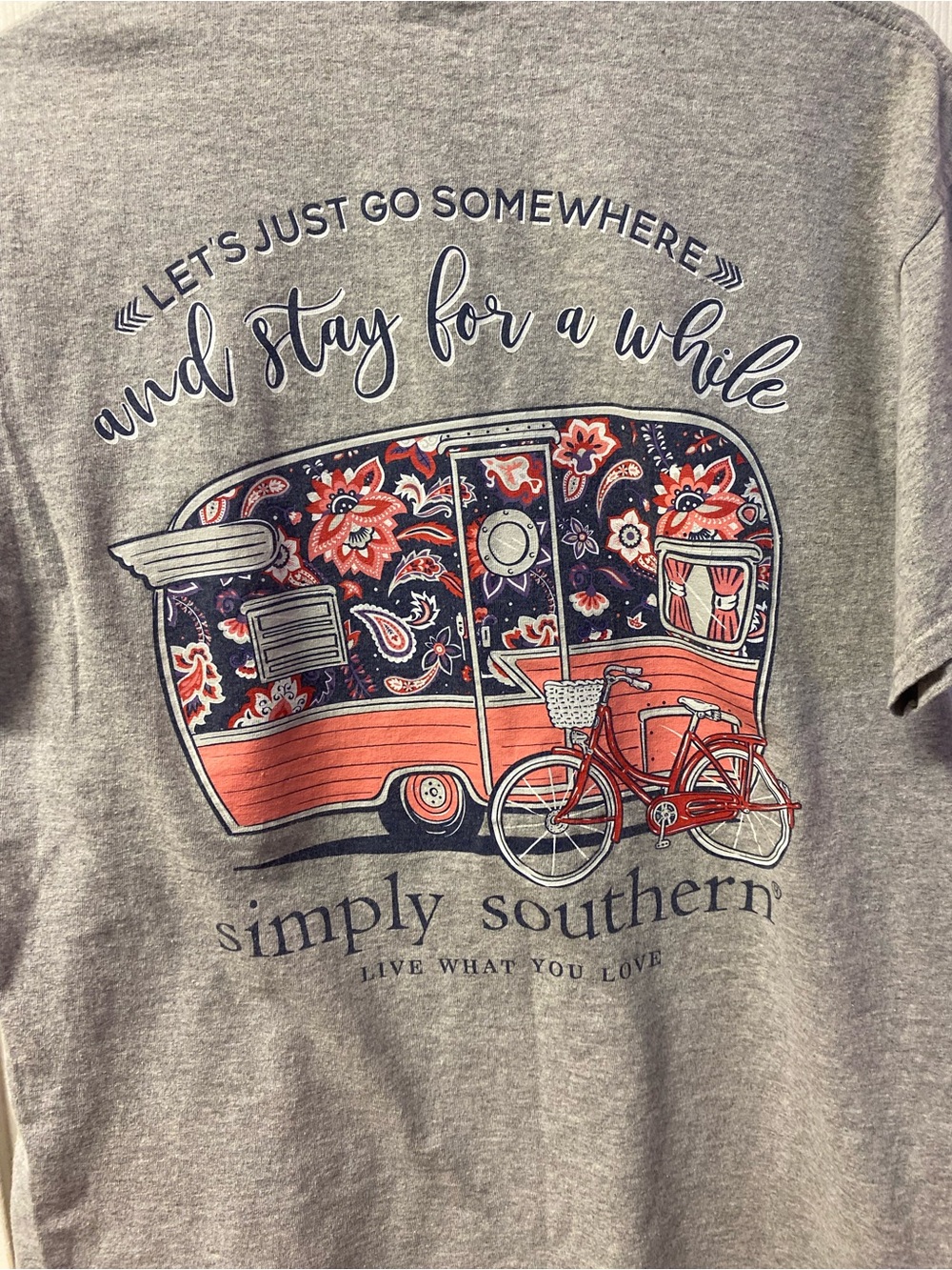 Simply Southern Heather Gray Short Sleeve Tee with Navy Logo - Picture 4 of 6